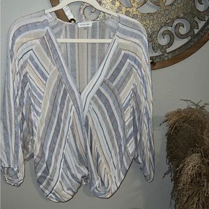 Olivia Grey Striped Blouse -L